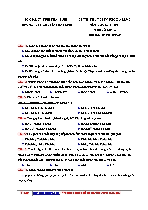 Đề thi thử THPT Quốc gia môn Hóa học lần 3 - Năm học 2016-2017 - Trường THPT chuyên Thái Bình (Có đáp án)